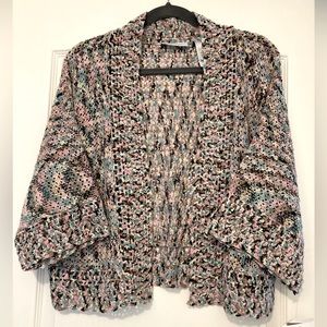 Multicolor pink tan aqua loose weave shrug / cardigan NWT size XL JHCollectibles